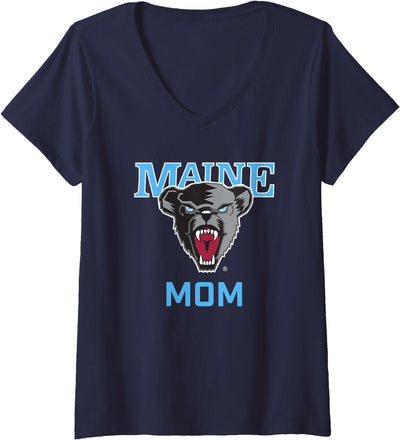 Womens University of Maine Black Bears Arched Mom V-Neck T-Shirt
