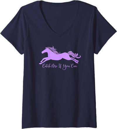 More Stylish Horse Designs Here Womens Catch Me If You Can cute stylish horse design V-Neck T-Shirt