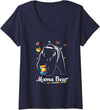Autism Bear T-shirts Womens Autism Mom Mama Bear Mother’s Day Cute Autism Matching V-Neck T-Shirt - Navy Blue