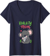 Koalafied Moms Koala Bears Clothes Womens Koala-ty Mom Koala Bear Mama Mother's Day Animal Pun Gift V-Neck T-Shirt - Navy Blue