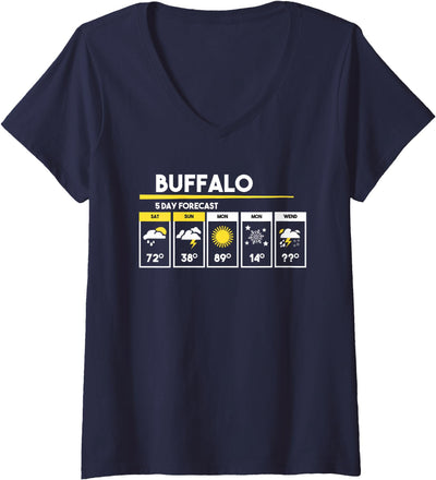 Cow Womens Buffalo Days Forecast V-Neck T-Shirt