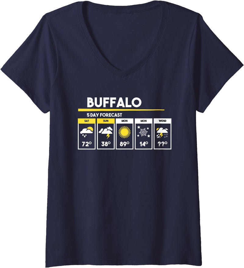 Buffalo 5 Days Forecast Tees Womens Buffalo 5 Days Forecast V-Neck T-Shirt - Navy Blue