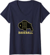 Buffalo High School, Buffalo, WY 82834 Women's Buffalo High School WY Logo Baseball V-Neck T-Shirt - Navy Blue