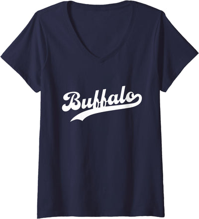Cow Buffalo New York Womens Buffalo Ny Simple Script V-Neck T-Shirt