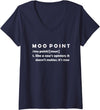Womens Moo Point Funny Friend Style Cow V-Neck T-Shirt - Navy Blue