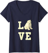 Womens Love with Polar Bear V-Neck T-Shirt - Navy Blue