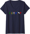 Bear In The Cloud Womens Coexist V-Neck T-Shirt - Navy Blue