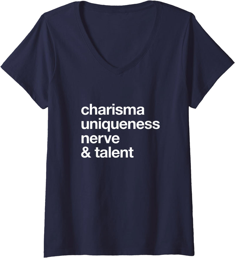 Bear-ly Gay Tees Womens Funny Charisma Uniqueness Nerve Talent Gay Clothing V-Neck T-Shirt - Navy Blue