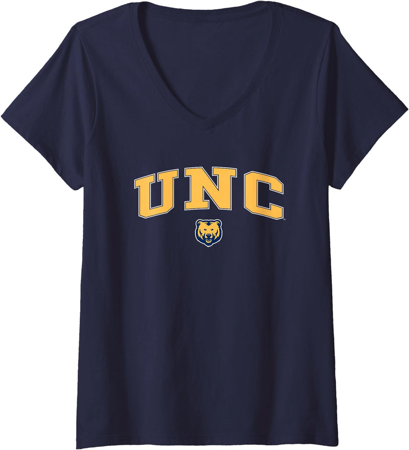 Elite Authentics Womens Northern Colorado Bears Arch Over Navy Officially Licensed V-Neck T-Shirt - As Pictured