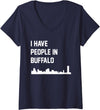 Womens I Have People in Buffalo New York V-Neck T-Shirt - Navy Blue
