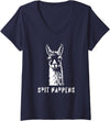 Womens Funny Llama Spit Happens - Llama Drama V-Neck T-Shirt - Navy Blue