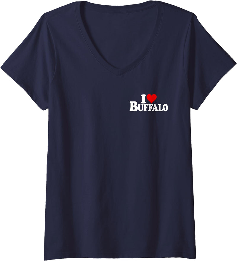 LOVE OF BUFFALO HEART CITY APPAREL Women's I Love Heart Buffalo NY V-Neck T-Shirt - Navy Blue