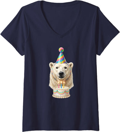 Birthday Party Polar Bear Women's Polar Bear Birthday V-Neck T-Shirt