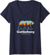 Great Smoky Mountains TN Travel Womens Gatlinburg Tennessee Bear Great Smoky Mountains V-Neck T-Shirt - Navy Blue
