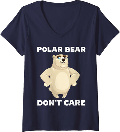 Women's Polar Bear Don't Care Funny Quote Saying Slogan Phrase Joke V-Neck T-Shirt