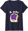 Funny Halloween Lazy Costume Party Women's Halloween Jelly Bread Shirt Couple Matching Costume V-Neck T-Shirt - Navy Blue