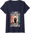 Polar Bear Gift Polar Bear Accessories & Stuff Women's Cute Polar Bear Art for Men Women Kids Arctic Polar Bear V-Neck T-Shirt - Navy Blue
