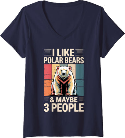 Women's Cute Polar Bear Art for Men Women Kids Arctic V-Neck T-Shirt