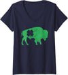 Buffalo - St Patricks Day Funny Women's Buffalo - Shamrock St. Patrick's Day Saint Paddy's V-Neck T-Shirt - Navy Blue