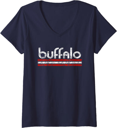Buffalo New York Retro Vintage Weathered Throwback Retrotown V-Neck T-Shirt