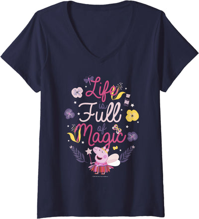 Womens Peppa Pig Life Full Of Magic V-Neck T-Shirt