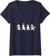 Polar Bear Lover Patriotic Veterans Day Costume Women's Funny Polar Bear American USA Flag 250 Years 4th of July V-Neck T-Shirt - Navy Blue
