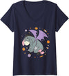 Women's Disney Winnie the Pooh Halloween Eeyore Trick-or-Treat Candy V-Neck T-Shirt - Navy Blue