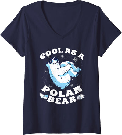 Women's Cool Polar Bear Funny Arctic Animal Lover V-Neck T-Shirt