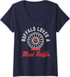 Buffalo Meat Raffle Womens Funny Meat Raffle Buffalo Loves a Meat Raffle WNY V-Neck T-Shirt - Navy Blue