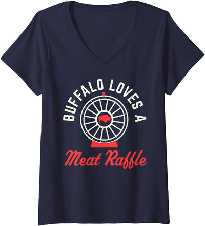 Buffalo Meat Raffle Womens Funny Buffalo Loves a Wny V-Neck T-Shirt