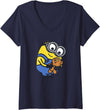 Women's Despicable Me Minions Favorite Teddy Bear Portrait V-Neck T-Shirt - Navy Blue