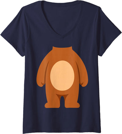 Women's Bear Costume Adult Kids Men Women Brown V-Neck T-Shirt