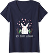 Women's Cute Bunny Grandma Rabbit Grandmother V-Neck T-Shirt in Navy Blue