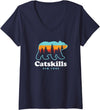 Catskill Mountains Womens Catskills NY Bear Mountains Camping Hiking New York V-Neck T-Shirt - Navy Blue