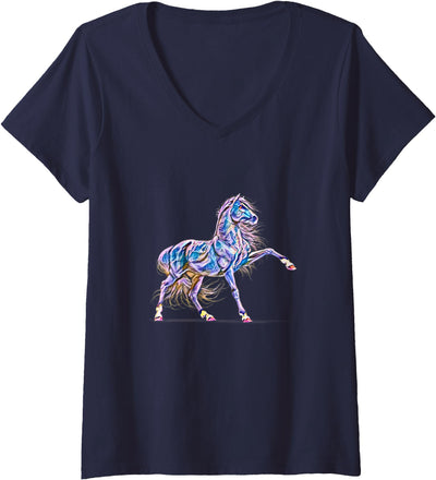 Horses | Girls Women Gift Kids Men Boys Womens Horse Motif V-Neck T-Shirt
