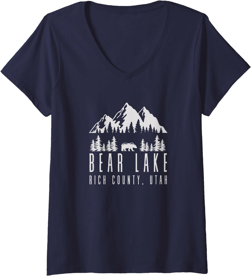 Bear Lake Utah Gifts Womens Bear Lake Utah Gift V-Neck T-Shirt - Navy Blue