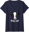 Cute Cow Animal Gifts Womens Funny Cow Farming Gift For Cow Farmer Herd That V-Neck T-Shirt - Navy Blue