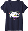 LGBT Non Binary Pride Shirt Mom Mama Bear for Moms Womens LGBTQ Mama Bear Non Binary Gay Equal Rights Rainbow V-Neck T-Shirt - Navy Blue