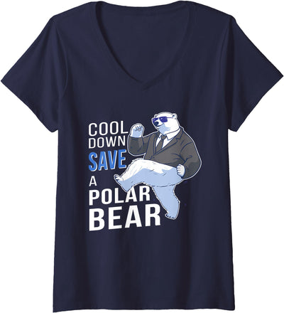 Women's Save The Polar Bear Cool Arctic Lover V-Neck T-Shirt