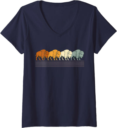 Cow Bison American Buffalo V-Neck T-Shirt