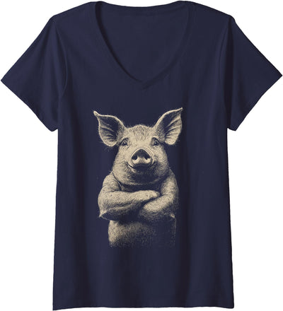 Womens A Pig On A V-Neck T-Shirt