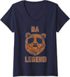Trendy Apparel Womens Da Legend Cool Bear V-Neck T-Shirt - Navy Blue