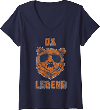 Womens Da Legend Cool Bear V-Neck T-Shirt