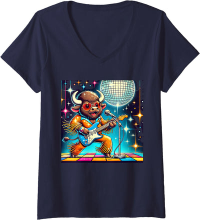 Cow Aesthetic Buffalo Disco V-Neck T-Shirt
