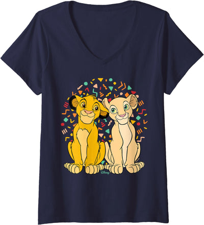 Womens The Lion King - Simba And Nala V-Neck T-Shirt