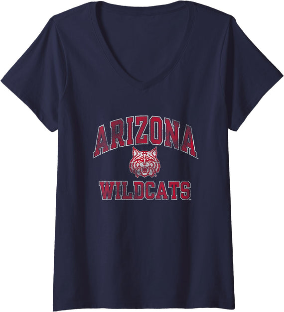 Elite Authentics Womens Arizona Wildcats Retro Rational Navy V-Neck T-Shirt - As Pictured
