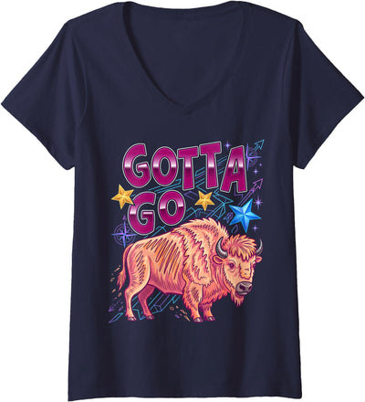 Bison Meme Cute Western Summer Funny Gotta Go Buffalo V-Neck T-Shirt