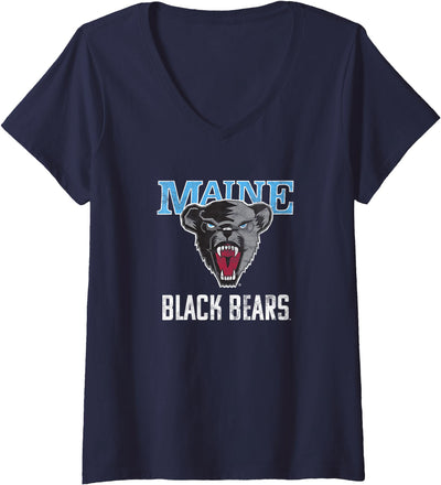 Womens University of Maine Black Bears Large V-Neck T-Shirt