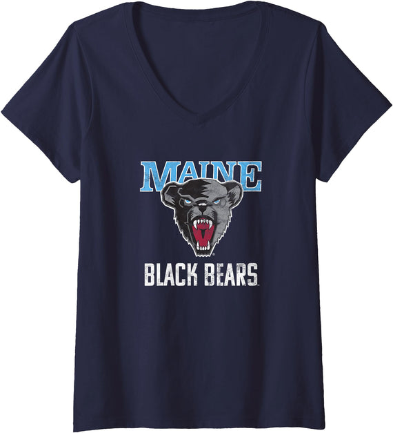 Campus Lab Womens University of Maine Black Bears Large V-Neck T-Shirt - As Pictured