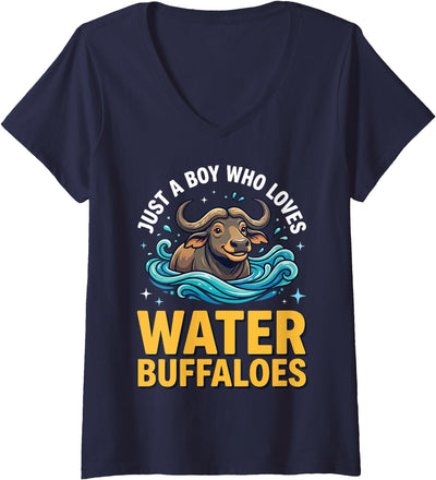 Cow Just a Boy Who Loves Bater Buffaloes V-Neck T-Shirt